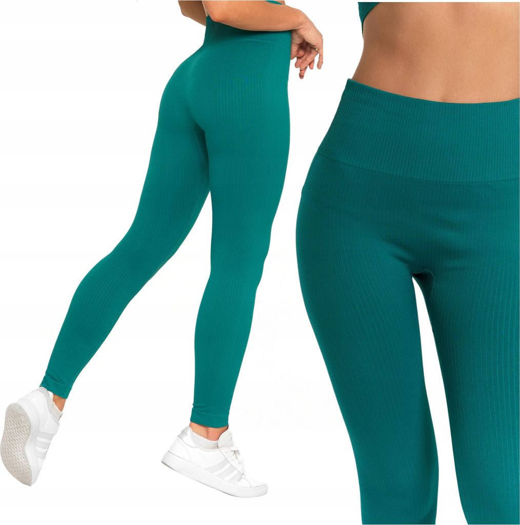 Damen Sport Leggings Hohe Taille Blickdicht Gerippt Bequem MORAJ L/XL