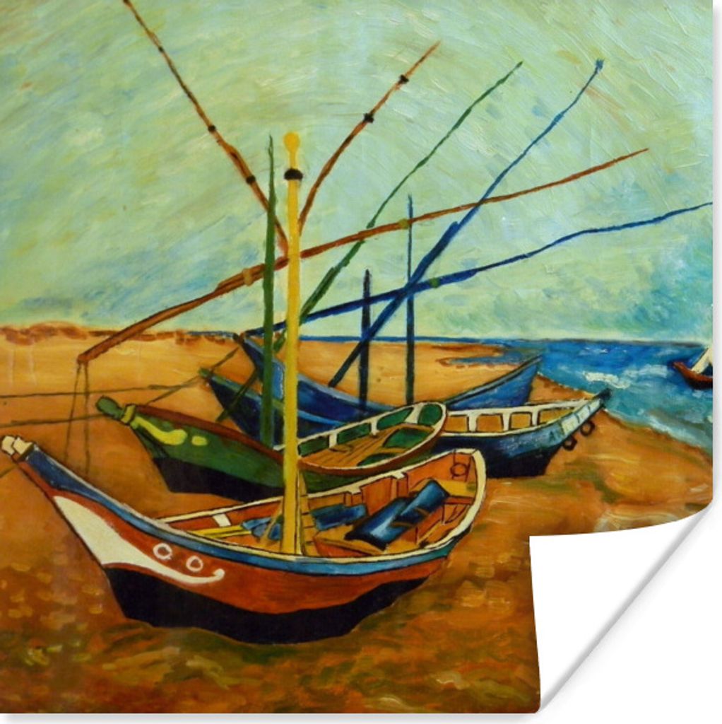 MuchoWow Poster Fischerboote am Strand - Vincent van Gogh 75x75 cm - Wand Dekoration
