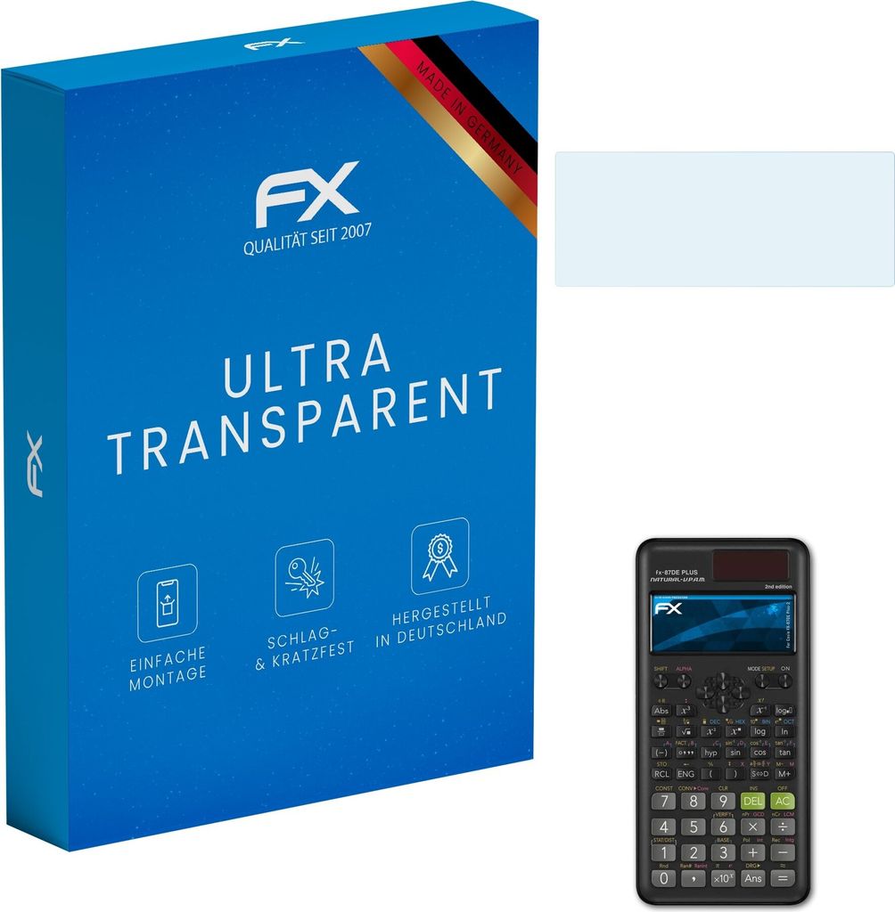 atFoliX FX-Clear 2x Schutzfolie kompatibel mit Casio FX-87DE Plus-2 Displayschutzfolie