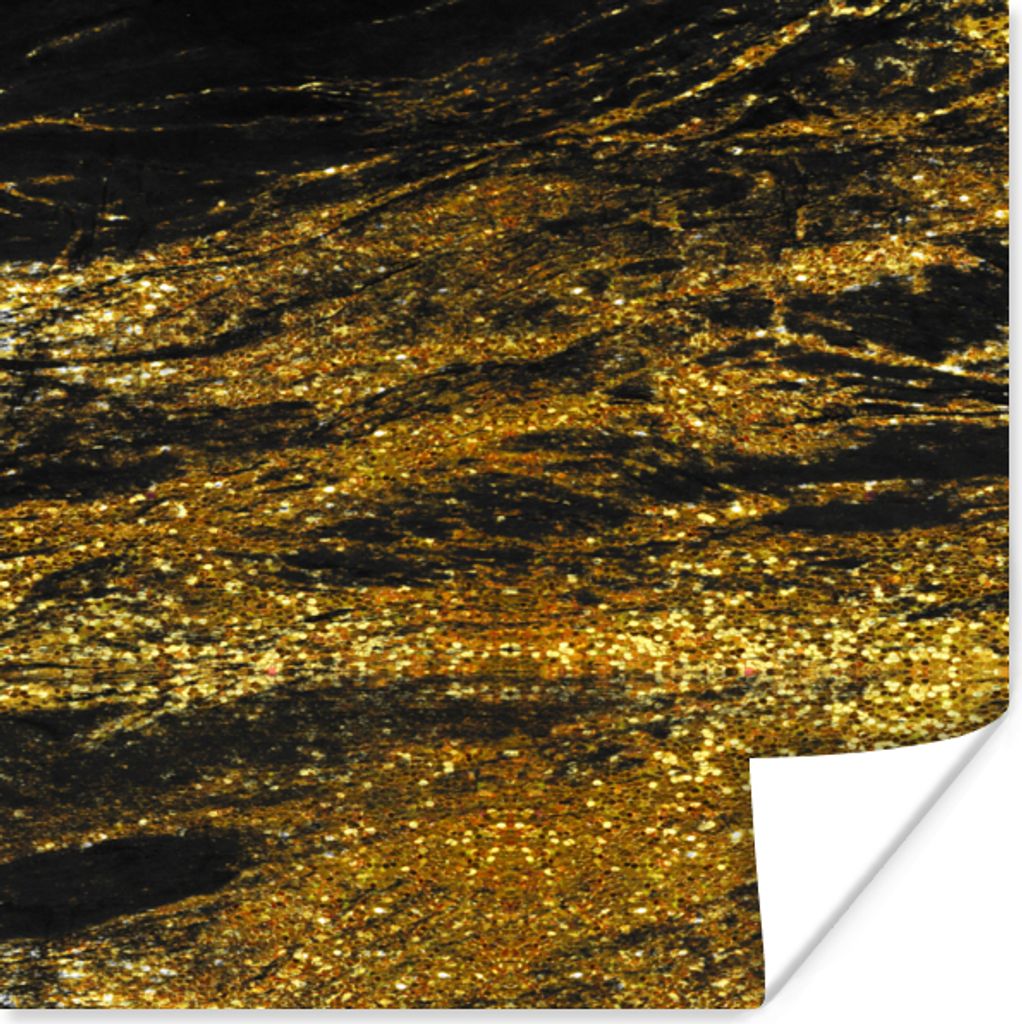 MuchoWow Poster Marmor - Gold - Schwarz - Glitter 50x50 cm - Wohnzimmerdekoration