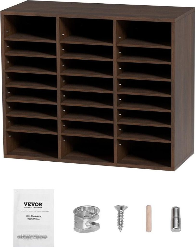 Literatur-Organizer, 24 Fächer Büro-Briefkasten mit verstellbaren Einlegeböden, Holz-Literatur-Sortierer 29 x 12 x 24,4 Zoll für Büro, Zuhause...