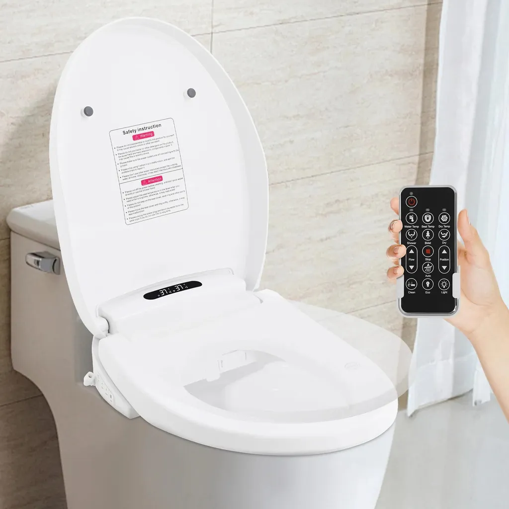 Siège de WC Bidet Électrique Allongé - Chauffant avec Télécommande Blanc - 4