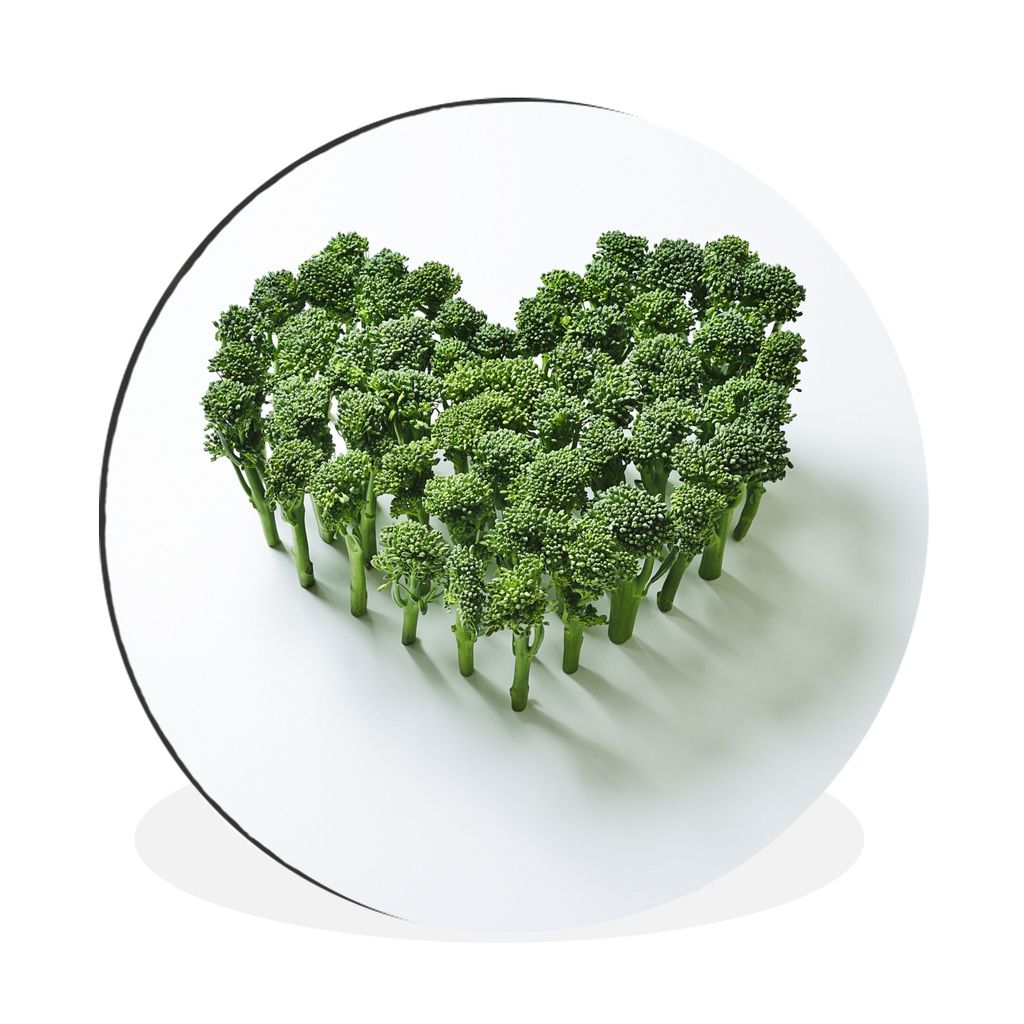 MuchoWow Aluminium Wandkreis Brokkoli in Form eines Herzens Ø 60 cm Wanddeko Modern Wohnzimmer - Wand Kreis - Wandbild - Schlafzimmer - Aluminiu...