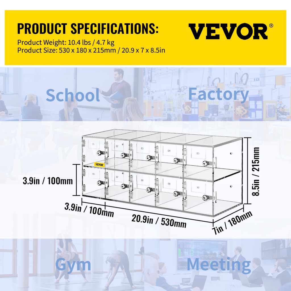 VEVOR skříňka na mobilní telefony, 10 přihrádek z Obrázek produktu 7