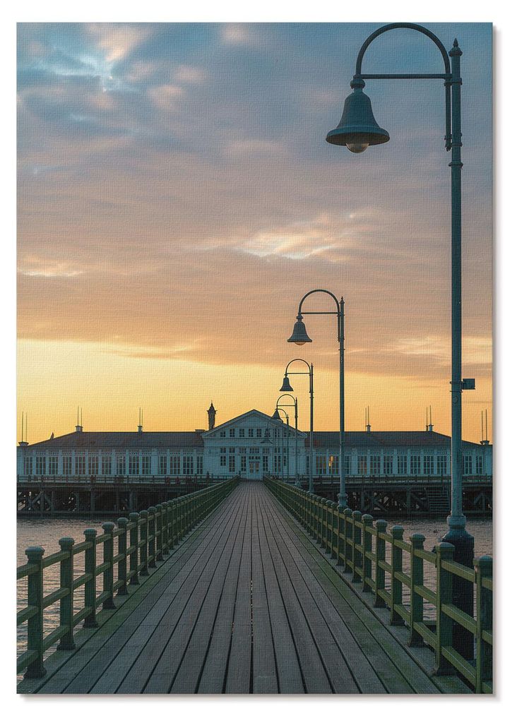 POSTER - 21x29 cm (A4) - Kalio - Holzbrücke, Laterne, malerischer Himmel - Wandbild für Wohnzimmer Schlafzimmer & Flur, Modernes Poster Wanddeko,...