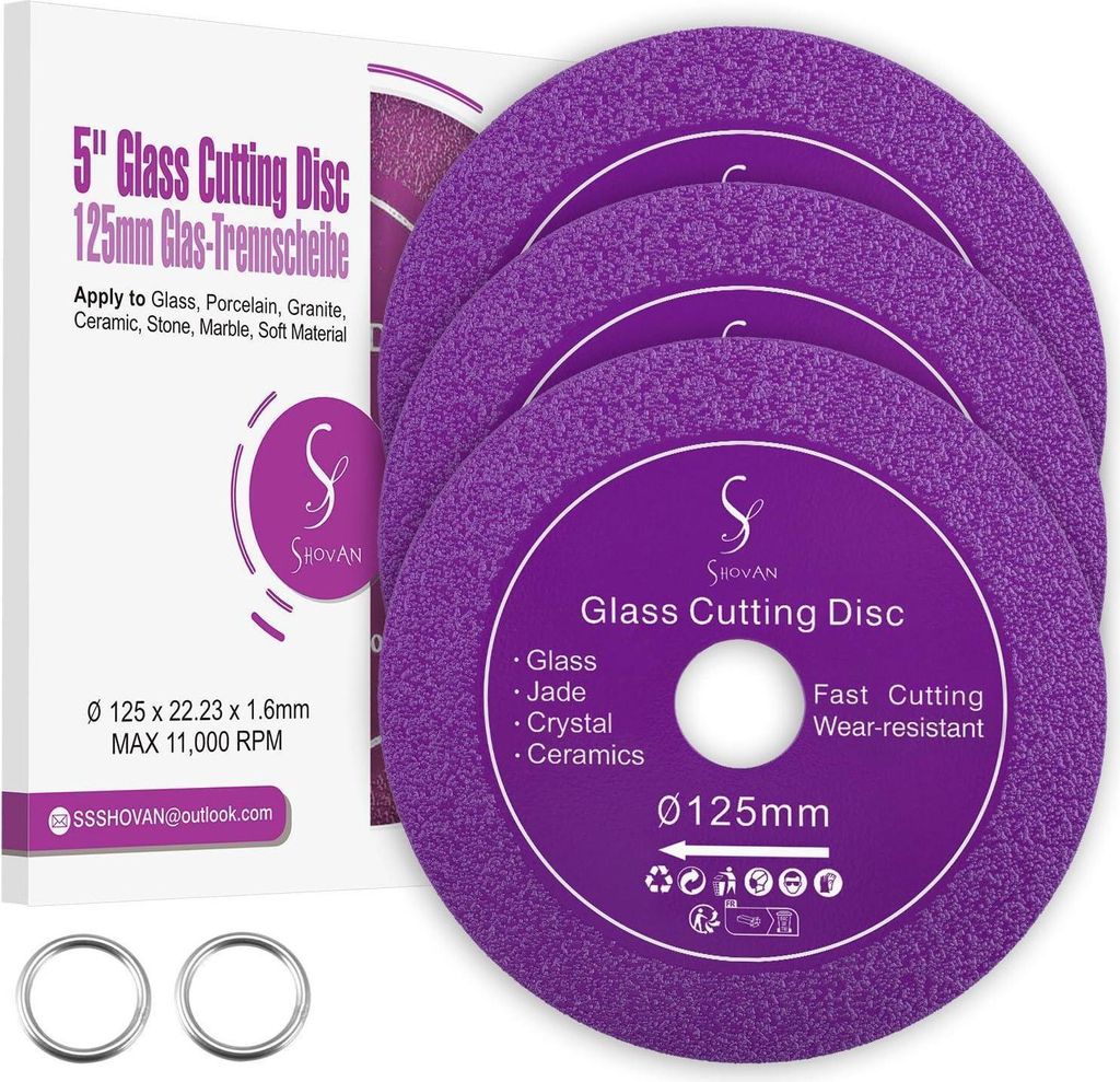 set de 3 coupe-verre 125mm disque diamant pour meuleuse Image du produit 