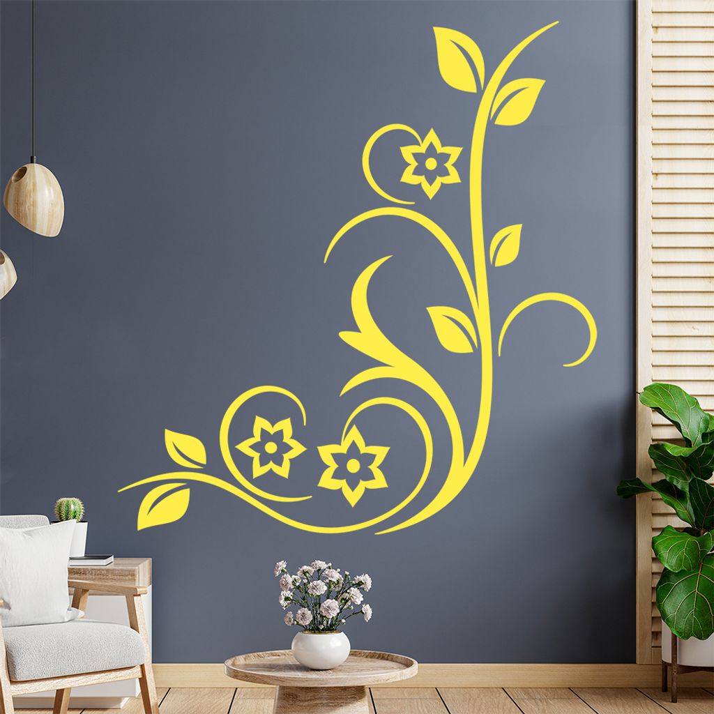 Sternen - Blüten - Pflanze Wandtattoo in 6 Größen - Wandaufkleber Wall Sticker - Dekoration, Küche, Wohnzimmer, Schlafzimmer, Badezimmer