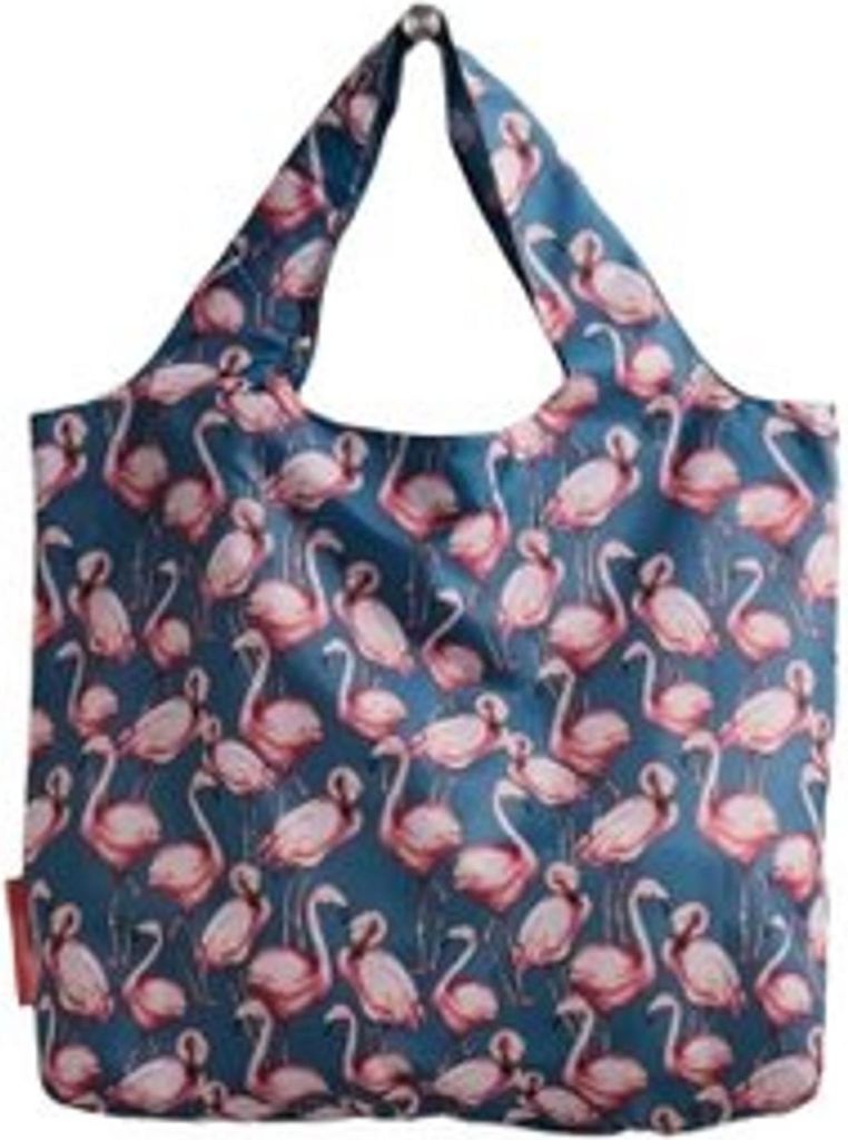Einkaufsbeutel Flamingo Pink Serie 3.0, 48,5x40 cm, wasserabweisend, waschbar, faltbar, aus recyceltem PET mit Reißverschlusstäschchen