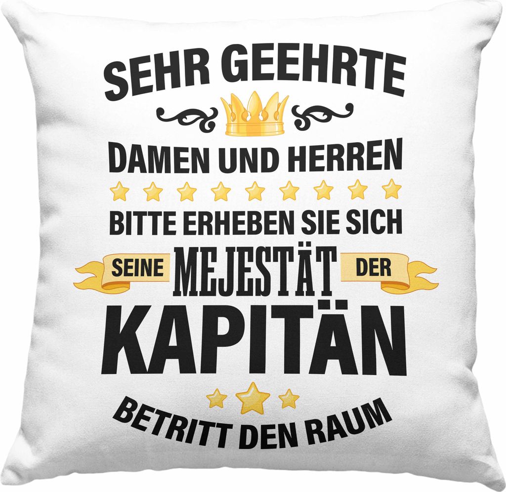 Trendation - Kapitän Deko-Kissen mit Füllung 40x40 Geschenk Spruch Männer Vater Geschenkidee Käpten Geburtstag (Rosa)