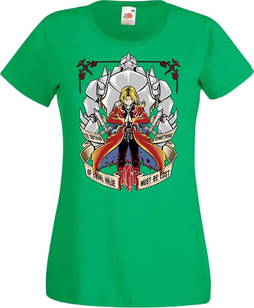 Damen T-Shirt Manga Anime Fullmetal Alchemist Edward Elric Fullmetal Edward, Lady M / Grün