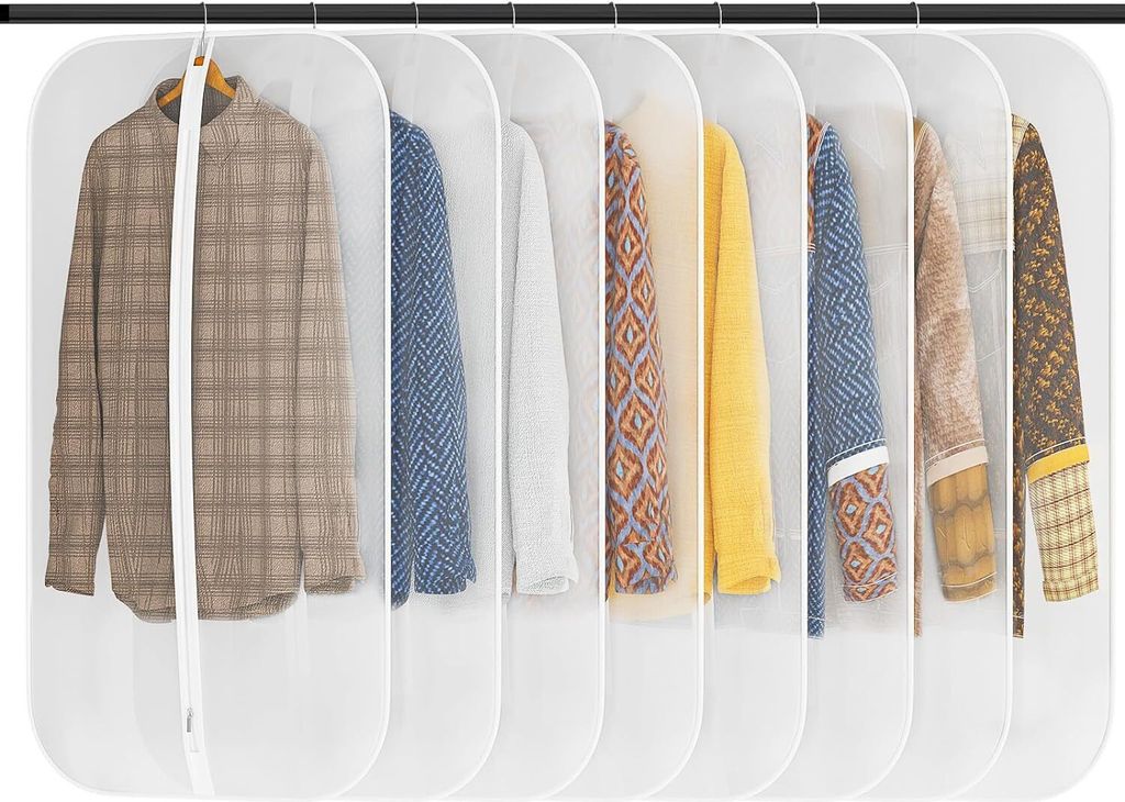 8 Stück Kleidersäcke 60*100cm,Anzug Aufbewahrung,Kleid Organizer,Transparente Kleiderschutzhülle mit Reißverschluss, Kleiderschutz für Hemden ...