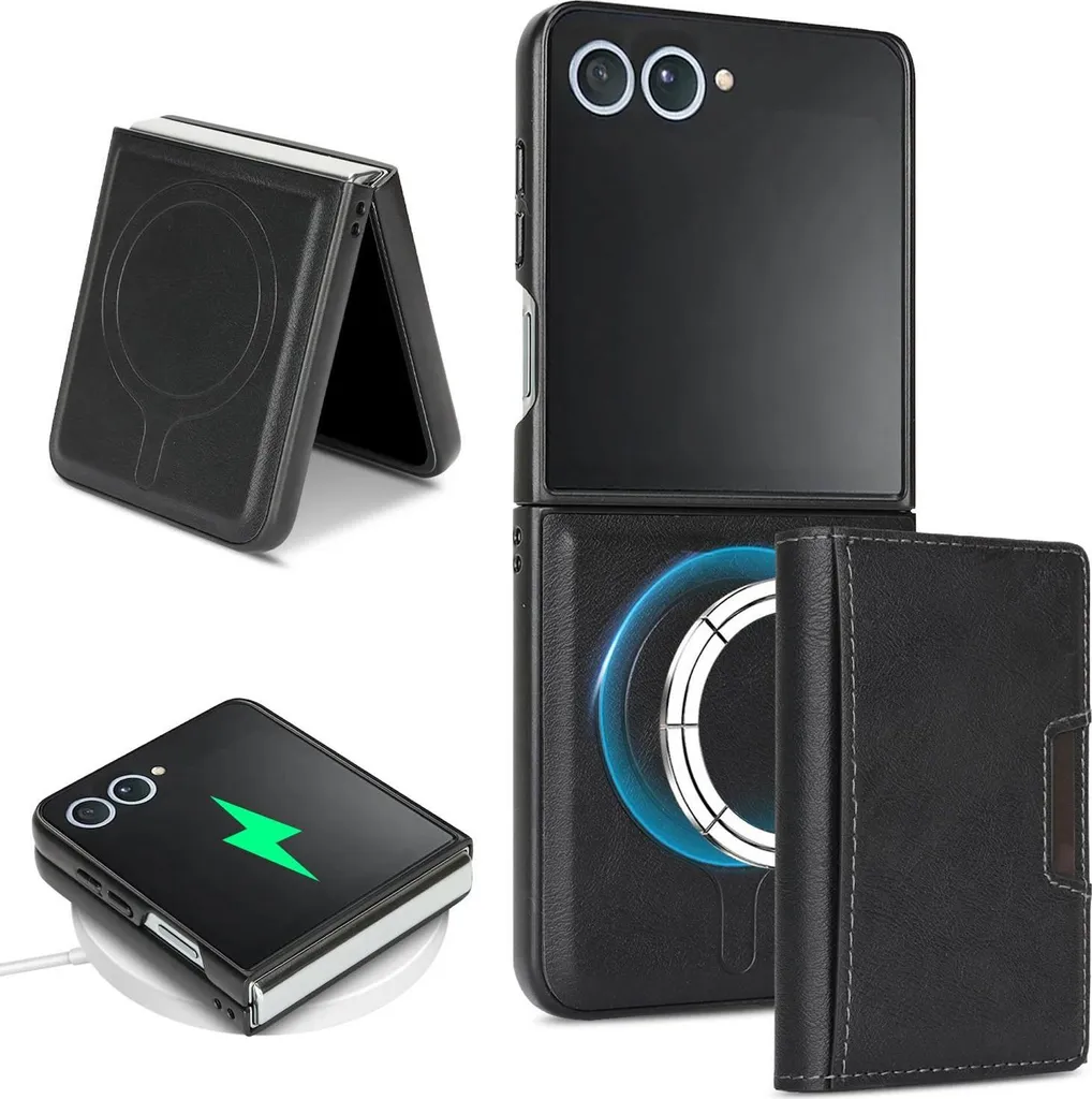 Per Samsung Galaxy Z Flip7 5G MagSafe Magnetic Leatherette Cover Protettiva Nero