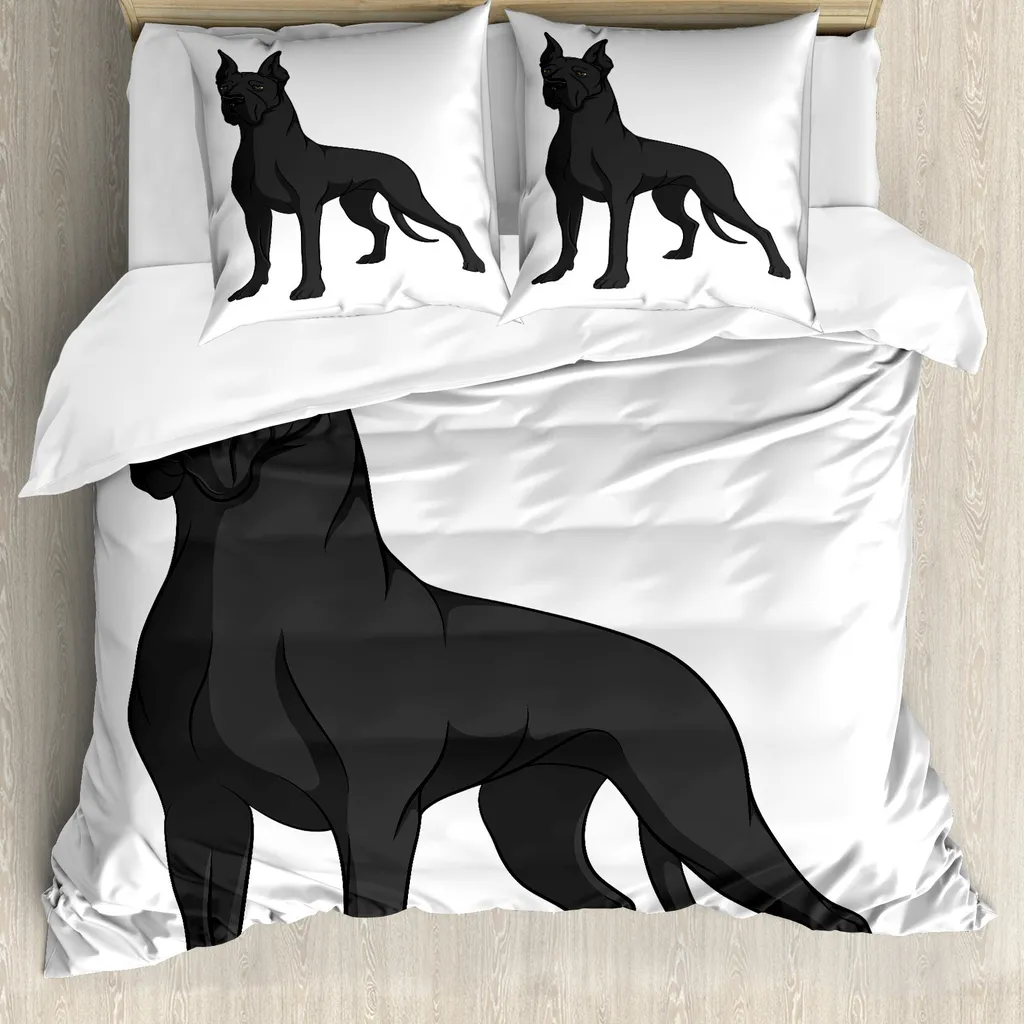 Parure de lit simple imprimé chien pour amoureux des animaux 155x220 cm