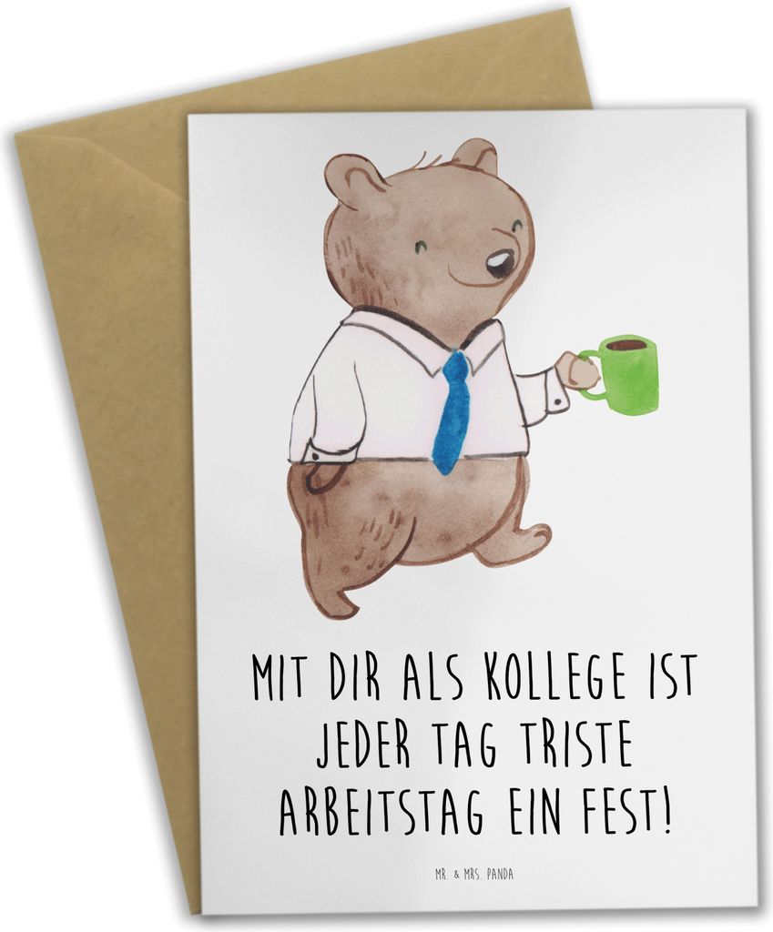 Mr. & Mrs. Panda Grußkarte Fest Kollege - Weiß - Geschenk, Produktbild 