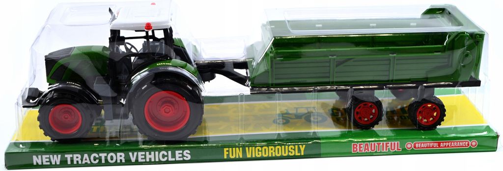 Spielzeug Traktor mit Anhänger - Robuster Bauernhof Schlepper für Kinder in bunten Farben