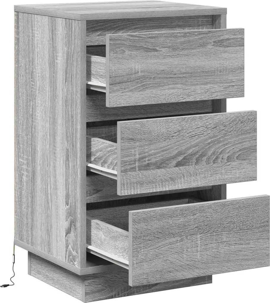 Table de nuit grise anti-encombrement avec tiroirs en bois composite - 5