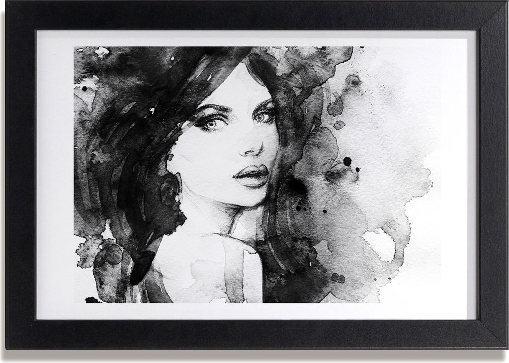 Bild 30x20 MDF-Rahmen, Wandkunst Frauenportrait