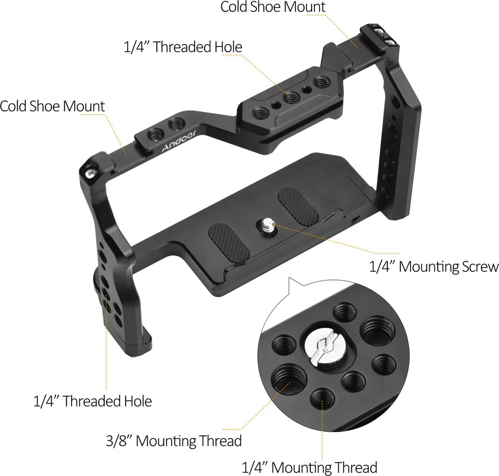 Cage de caméra vidéo en aluminium avec double support griffe - 5