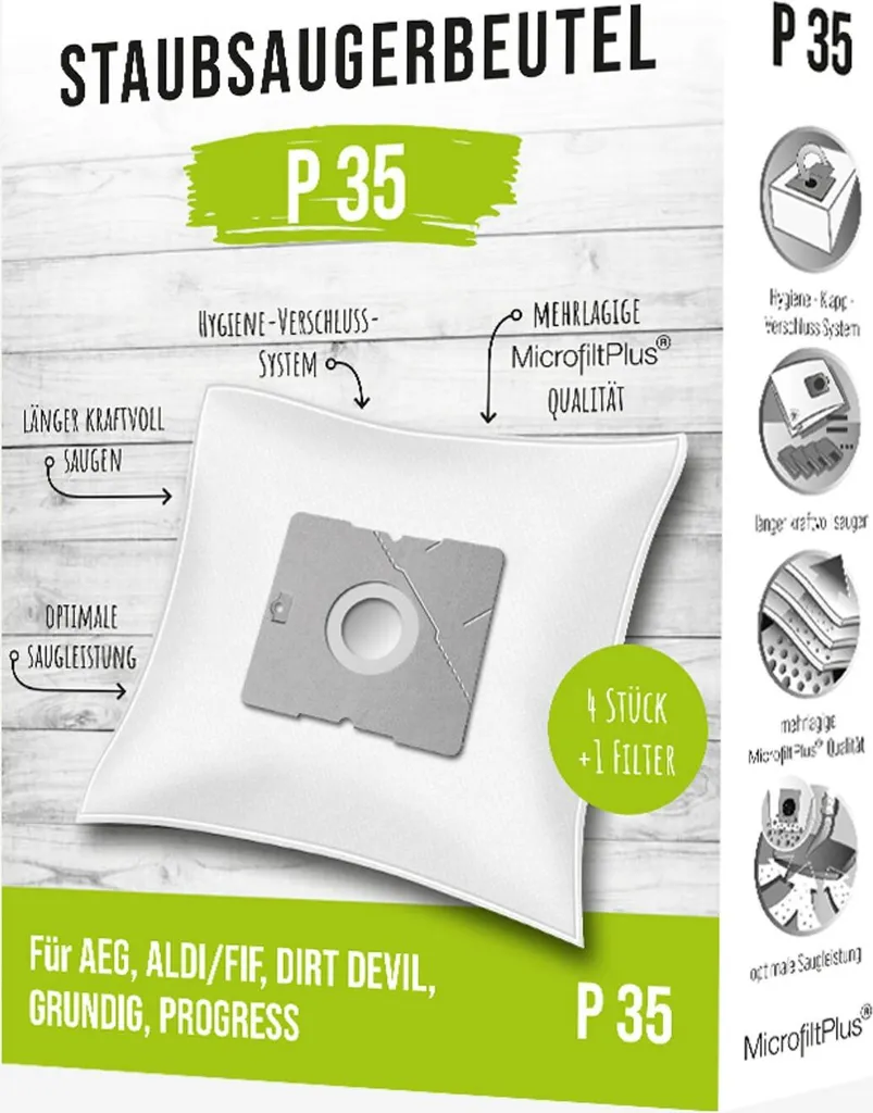 20 Sacs à poussière P35 FIF KS-5123 en boîte pliante pour aspirateur