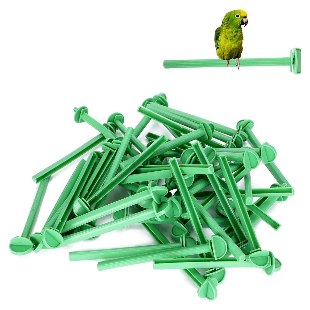 50 Stück Sitzstangen für kleine Vogelkäfige, Kunststoffstützstäbe für Kanarienvögel und Papageien