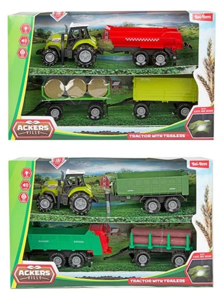 Toi-toys Toi Toys Traktor-Set mit 3 Anhängern 10 cm
