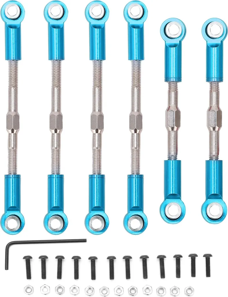 Ricambi Metallo Blu WLtoys 144001: Set Tiranti Sterzo Anti-Rottura 1/14