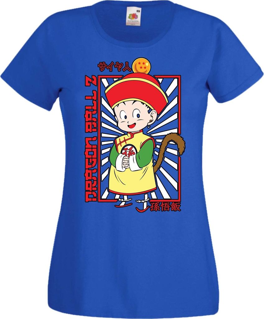 Damen T-Shirt Anime Manga Dragon Anime Manga Ball Z 03 Son Gohan Dbz, Lady XS / Blau
