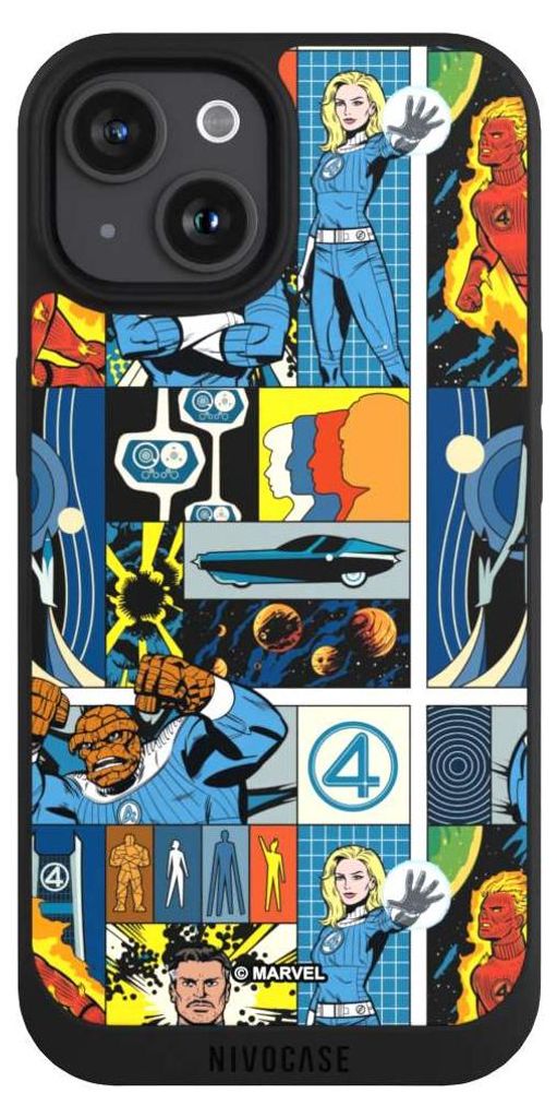 NIVOCASE Handyhülle für Apple iPhone 15 Hülle NIVOpure Case Schwarz Offizielles Lizenzprodukt Marvel The Fantastic Four
