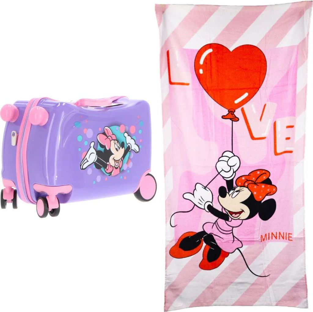 Disney Minnie Maus 2 tlg Set Mädchen Trolley Kinderkoffer Strandtuch 70x140 cm