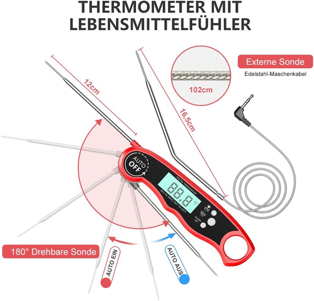 Grillthermometer Digital, Sofort Lesen