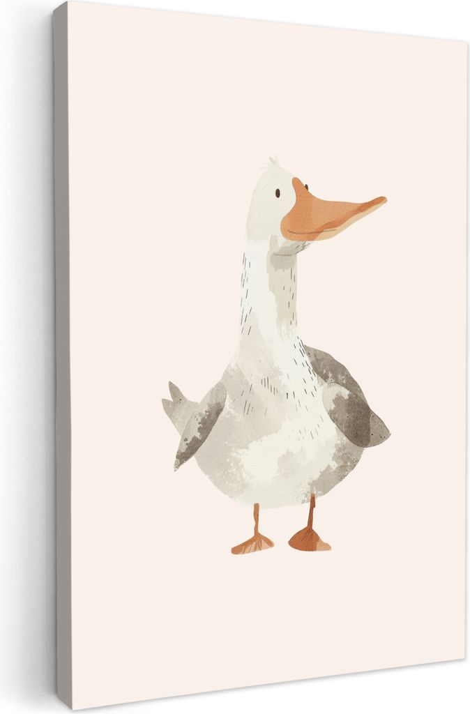 Leinwand Bilder 60x90 cm - Kinder Beige - Gans - Bauernhof, Bilder Wohnzimmer Modern, Wanddeko
