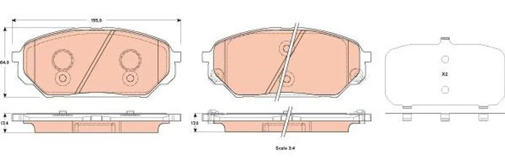 Jeu de plaquettes frein à disque TRW GDB3527 adaptable Hyundai iX55