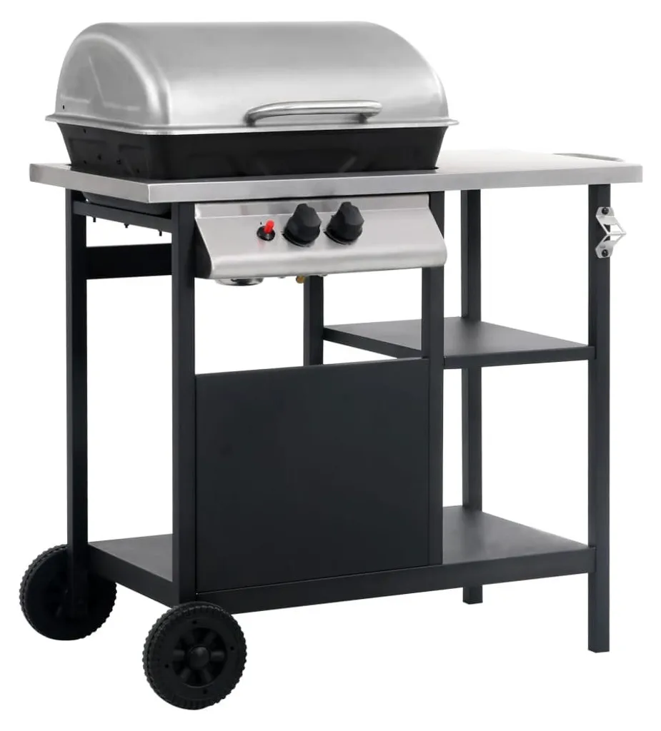 Barbecue à gaz idéal pour jardin avec table de préparation 3 niveaux