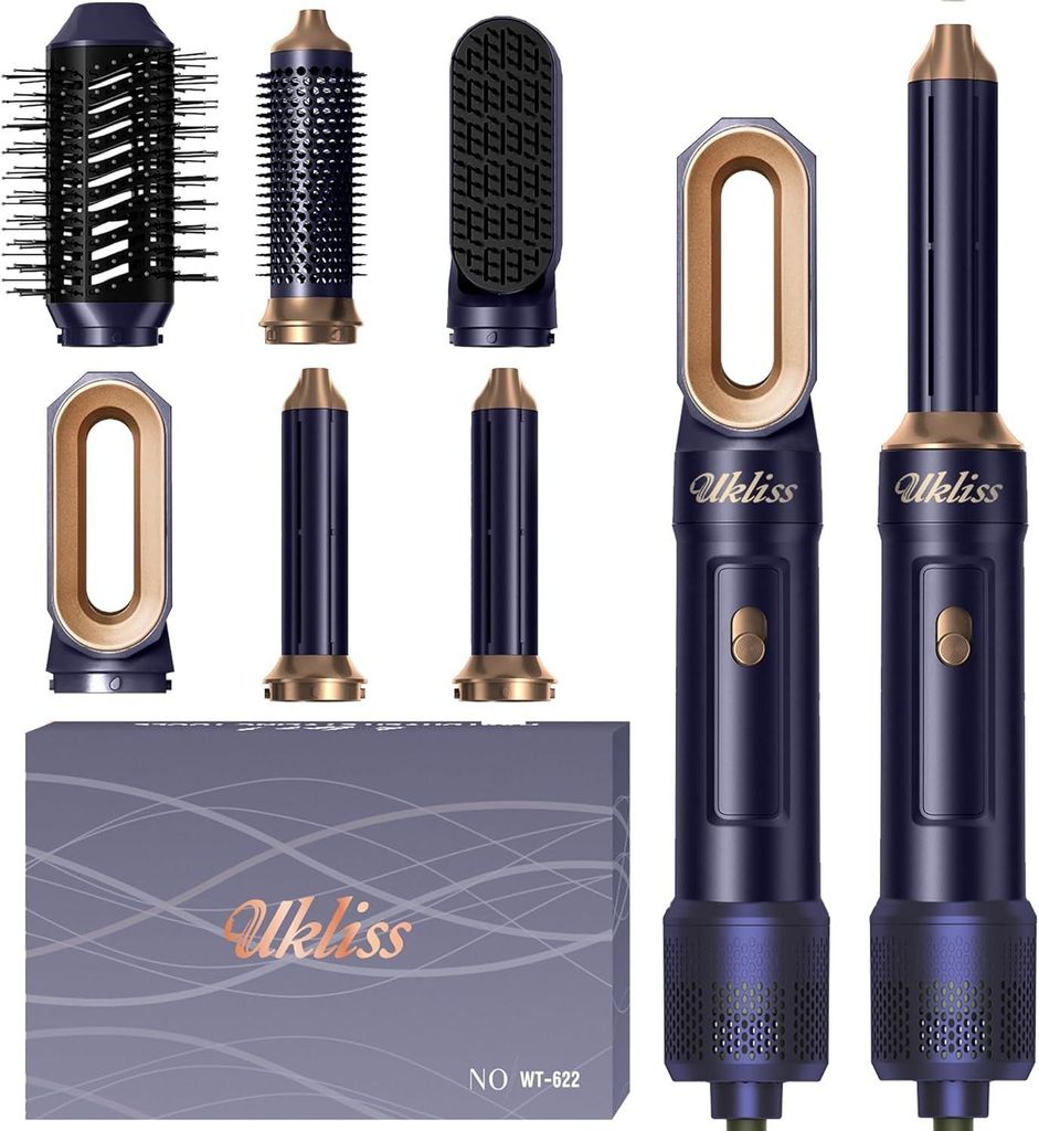 Haartrockner 6 in 1, Multistyler Haarföhn Set mit Luft Lockenstab Automatisch, Rundbürstenföhn, Thermal Brush, Hair Dryer, Warmluftbürste für ...