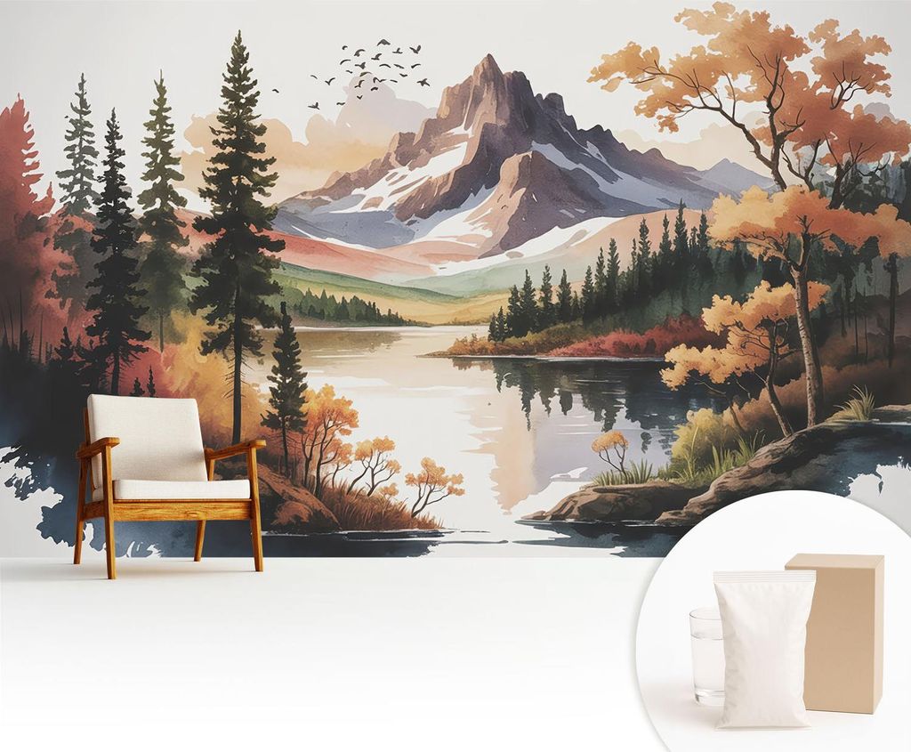 Fototapete - 416x254 cm - Tapete - Wandtapete - Wandbilder - Dekofolie - Tapete Folie - Wand - Dekoration - Wohnzimmer - Bergherbst