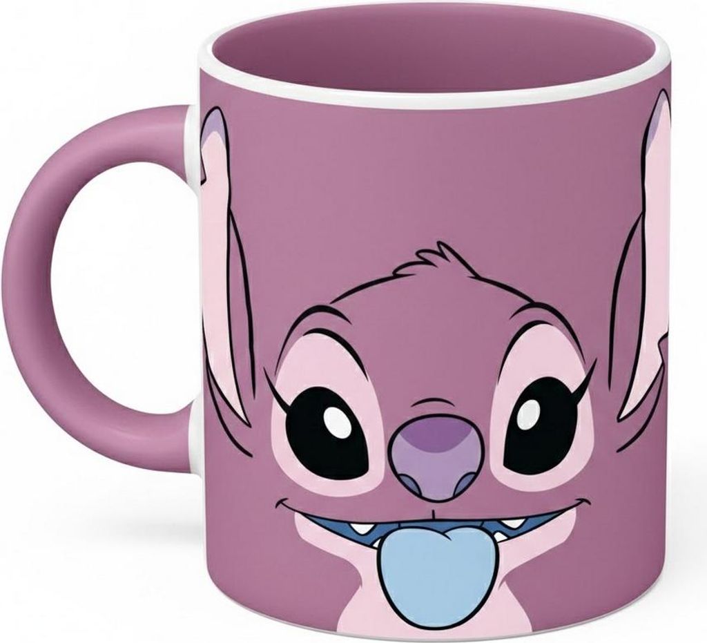 Lilo & Stitch - Kaffeebecher, Gesicht, Engel, 350ml PM13179 (Einheitsgröße) (Violett/Pink/Blau)