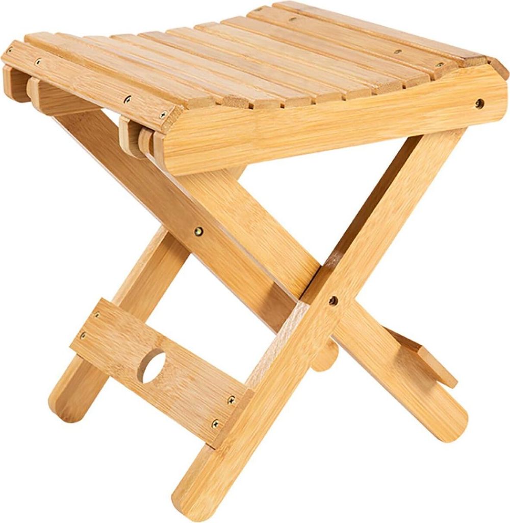 Klappbarer Holzhocker für Zuhause – Komplett montierter Duschsitz – Spa-Badestuhl aus Bambus für Badezimmer, Rasieren, Duschen, Fußhocker