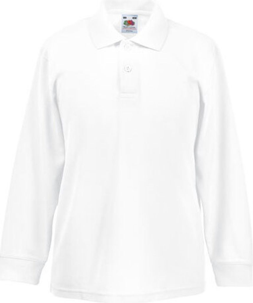 Fruit of the Loom - Kids Polo 65/35 Longsleeve - White - 164
