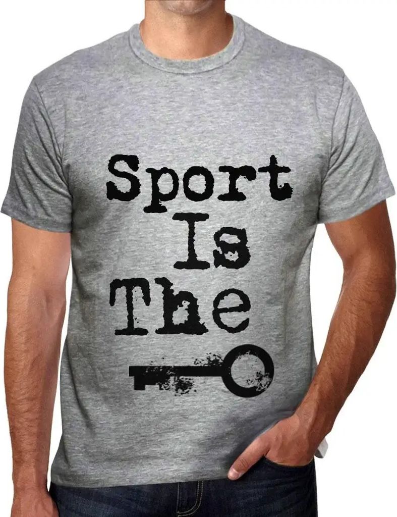 Herren Grafik T-Shirt Sport ist der Schlüssel – Sport Is The Key – Öko-Verantwortlich Vintage Jahrgang Kurzarm Lustige Druck Geburtstag Gesch...