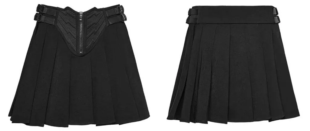 Punk Rave Minijupe Black Pulse XL - Jupe Courte Gothique en Simili Cuir