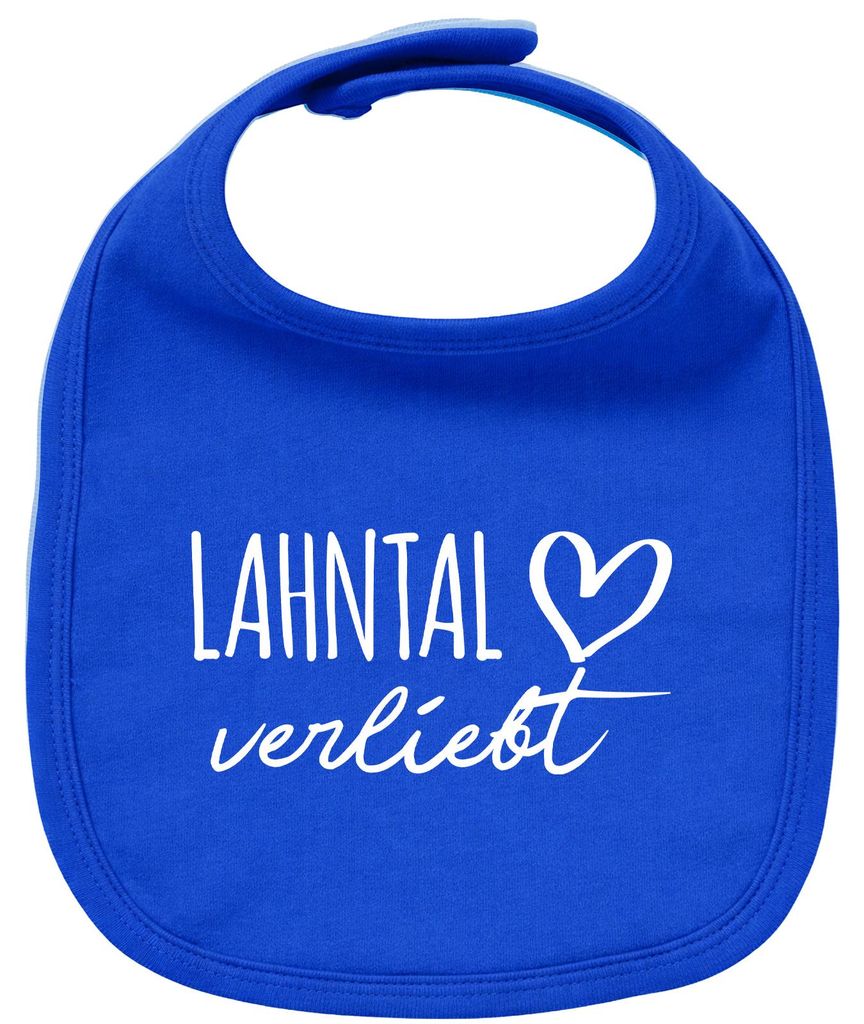 Huuraa Baby Lätzchen Lahntal verliebt Royal Blue Klettverschluss Baumwolle Latz Geschenkidee