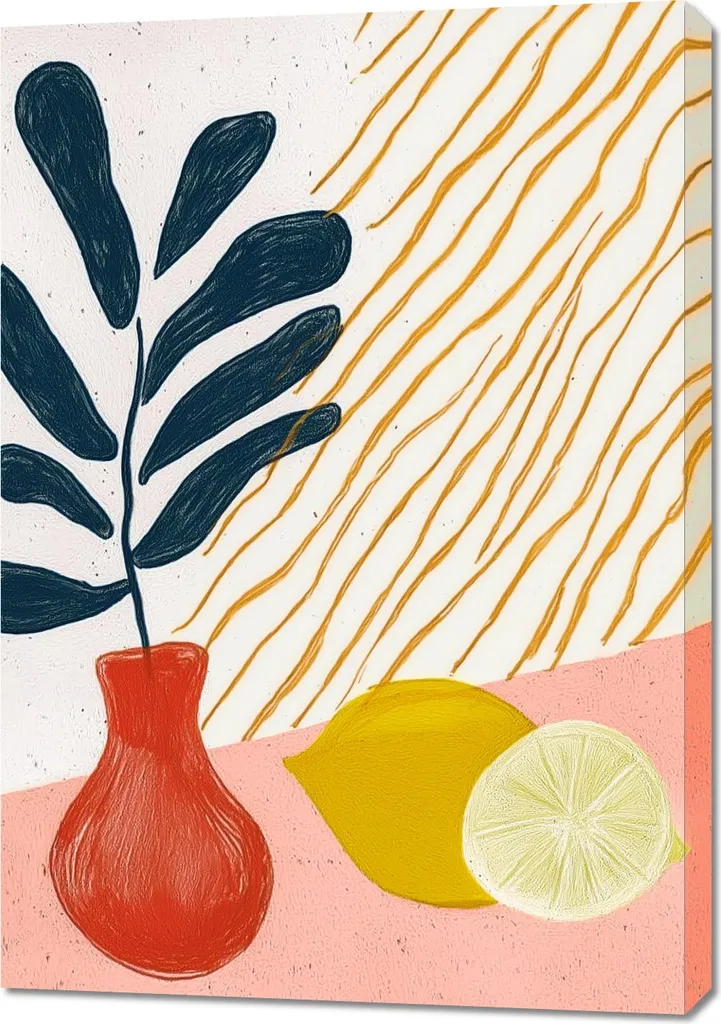 Tableau Vase Minimaliste 70x100 cm Design Scandinave en Tons Naturels