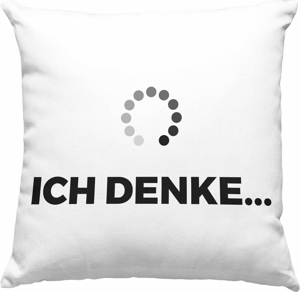 Trendation - Lustige Deko-Kissen mit Füllung 40x40 mit Spruch Ich Denke Deko-Kissen mit Füllung 40x40 mit Spürchen Büro Arbeit Kollege Geschenk...