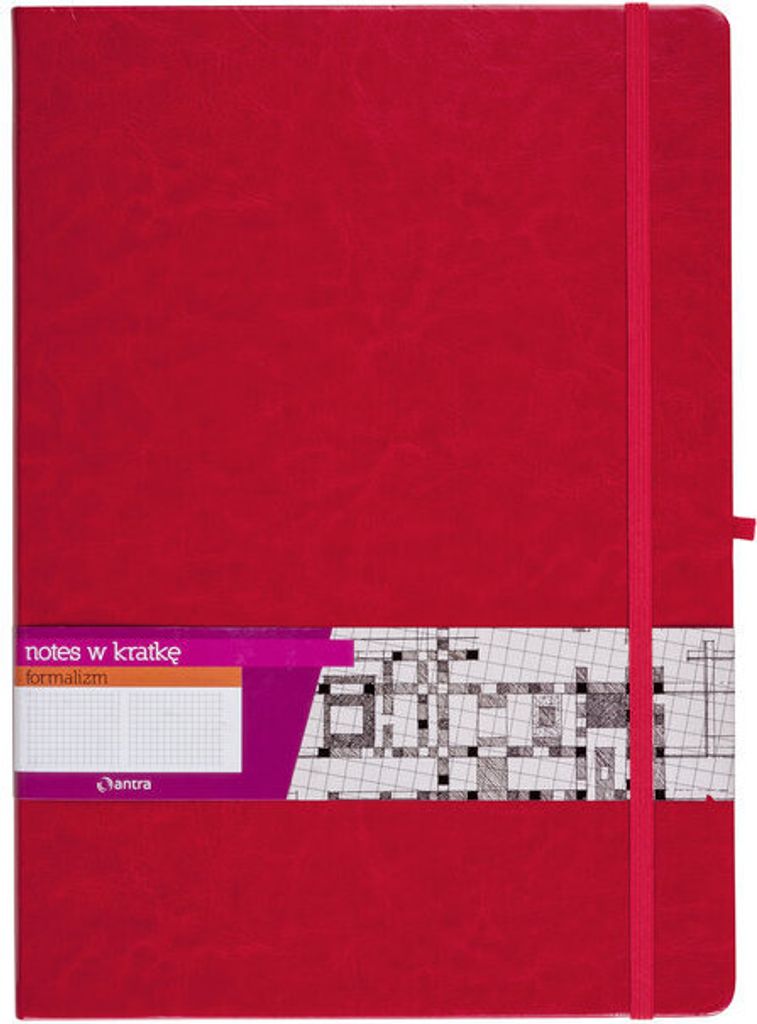 Antra A4 Notizbuch mit Gummiband, Rot, Kariert, 192 Seiten, Produktbild 