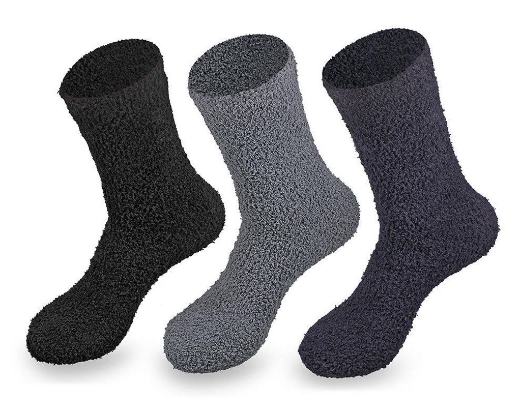 Kerlin Herren Kuschelsocken Bettsocken warm weich Schwarz Produktbild 