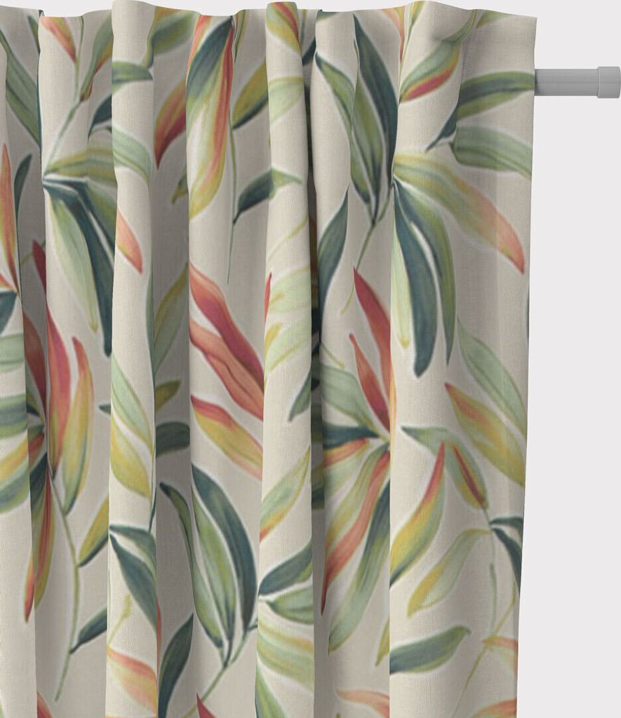 SCHÖNER LEBEN. Vorhang Blätter Zweige beige grün rot 245cm Aufhängung Smok-Schlaufenband