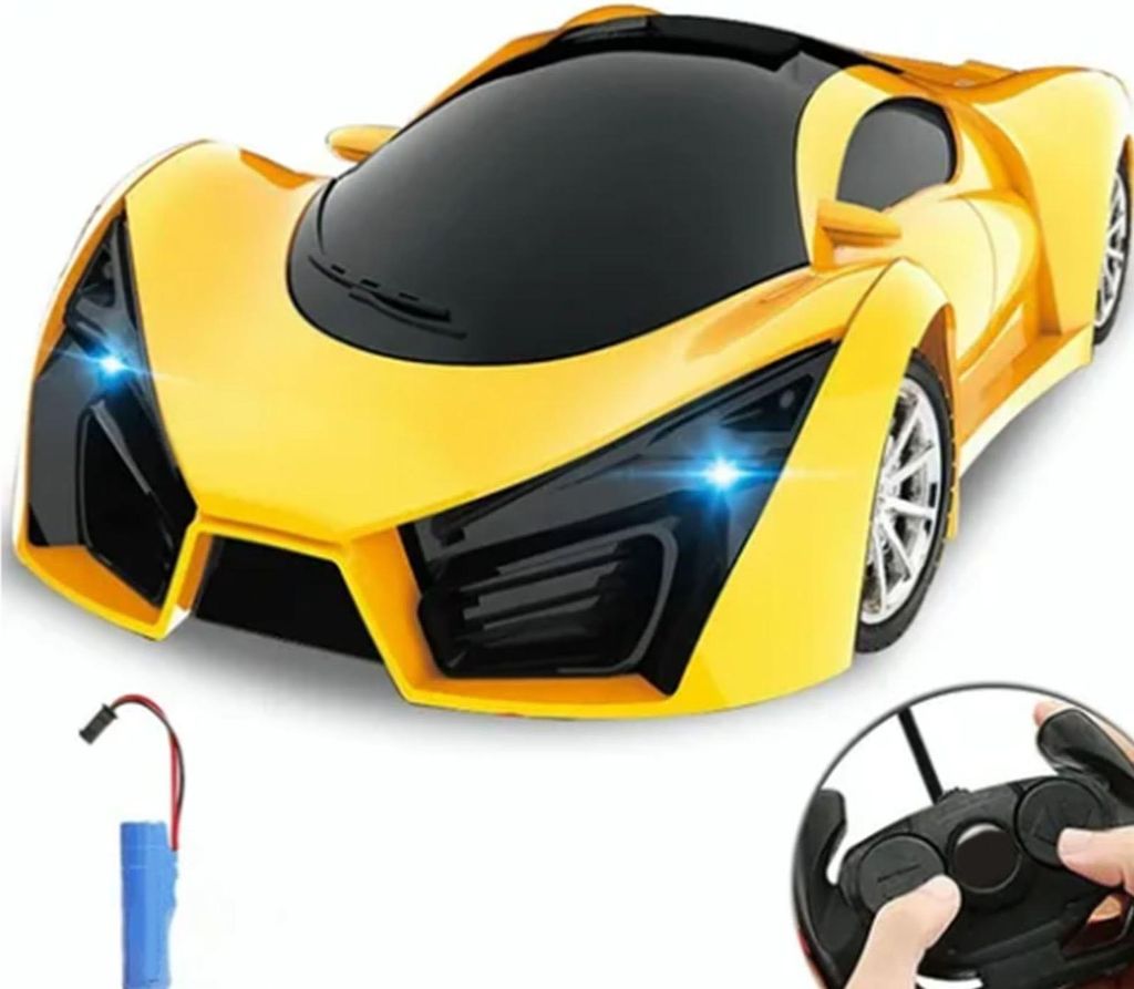Ferngesteuertes Sportauto Wiederaufladbar 1:16 Gelb ABS RC Sport Racing Spielzeugauto für draußen