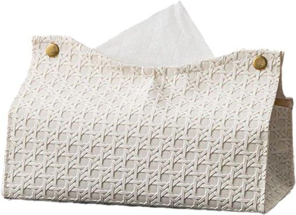 Moderner Lederzahnohrenkasten, Navellager, für Tisch, Bad, Auto und Büro, weiß, 19 x 14 x 12 cm