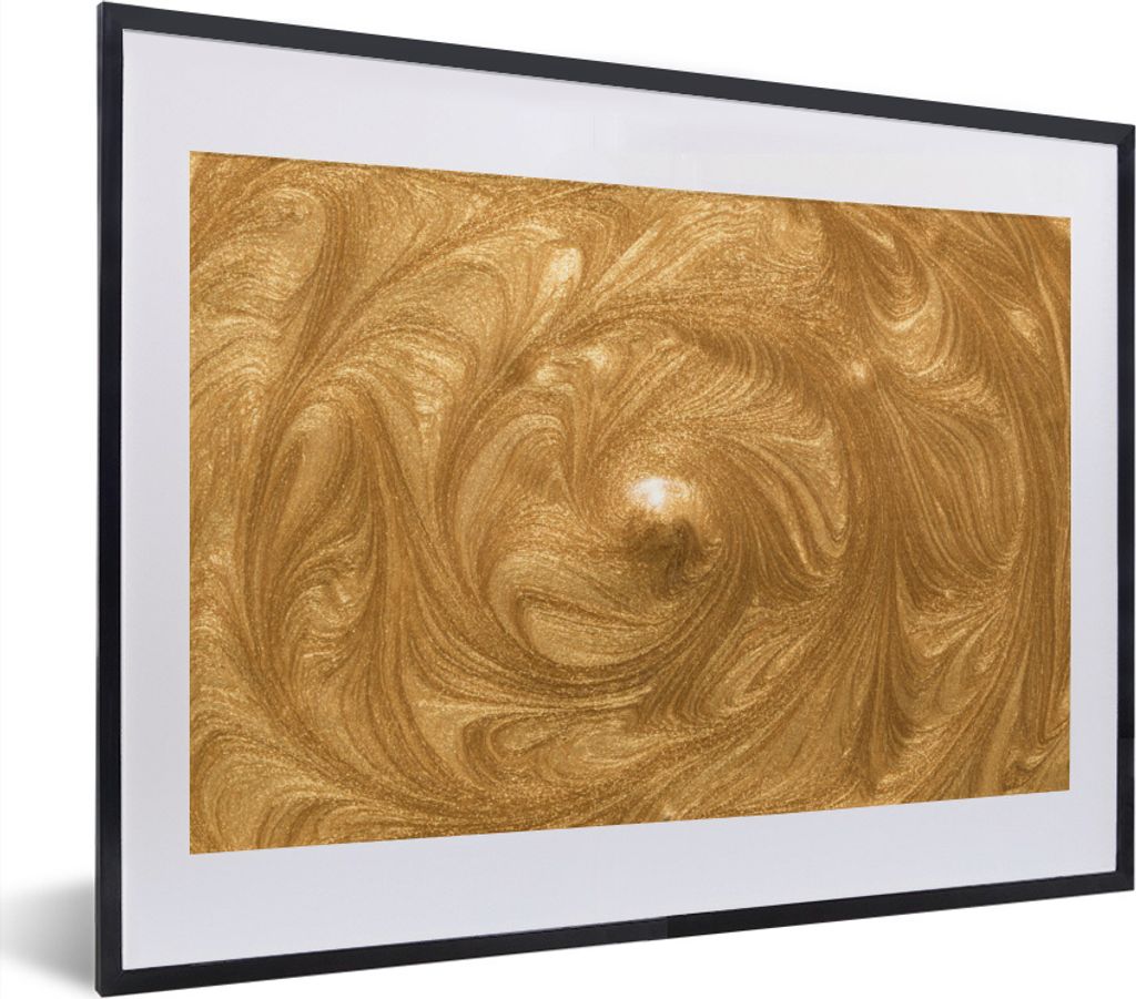 MuchoWow MuchoWow Gerahmtes Poster Kreis - Golden - Farbe 40x30 cm - Poster mit zchwarzem Bilderrahmen - Bilderrahmen - Poster im Rahmen