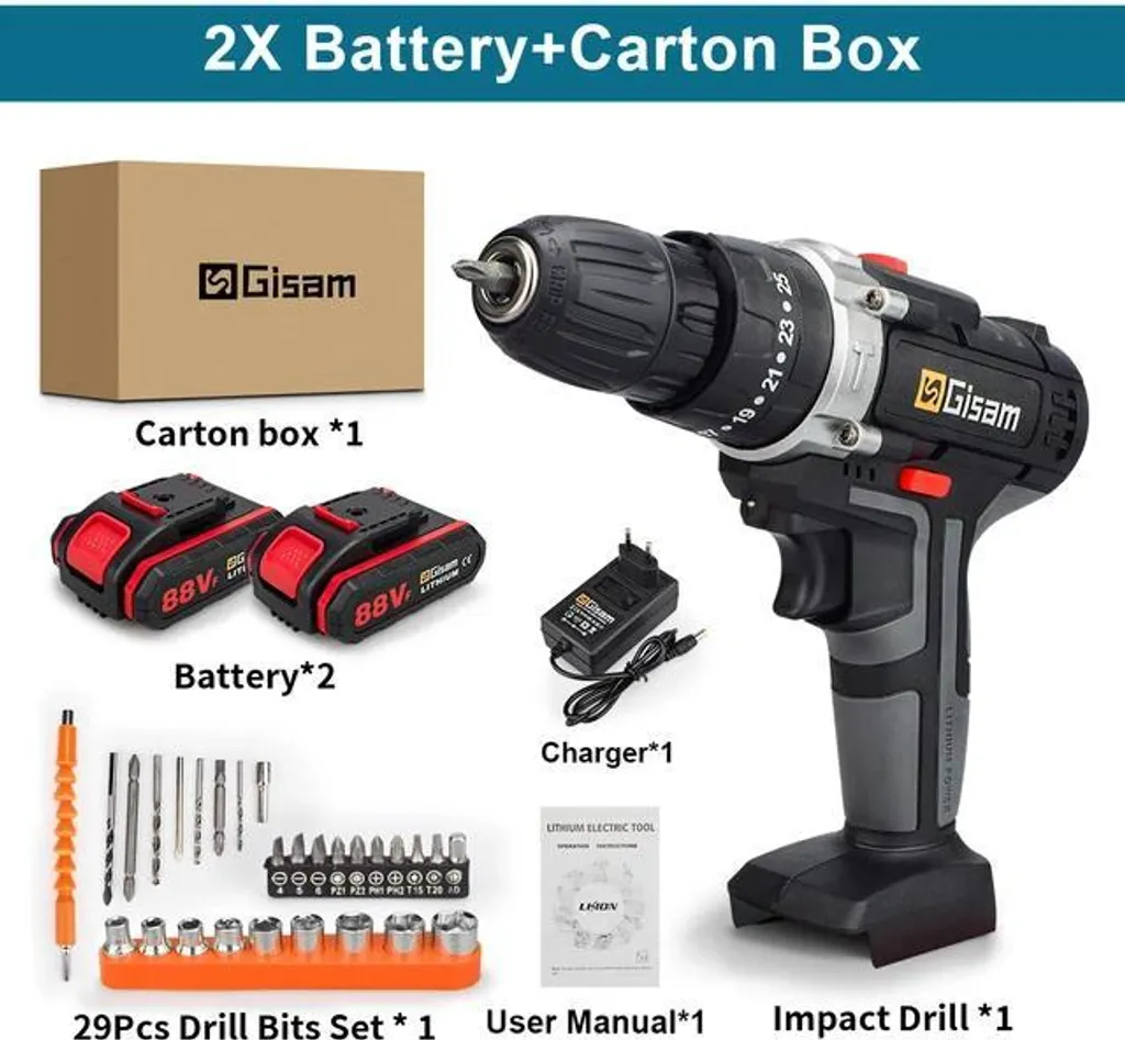 Perceuse sans fil Lithium-Ion rechargeable - 18V, mandrin auto-serrant - 2